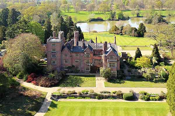 aerial drone photograph of Kent mansion