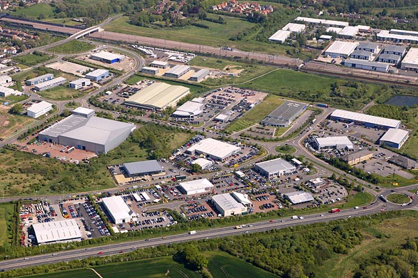 aerial photo of industrial park in Ashford, Kent