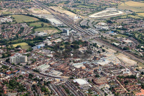 aerial photograph of Ashford town centre