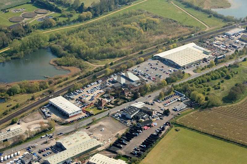 aerial photograph of Ashford Road retail park, Canterbury