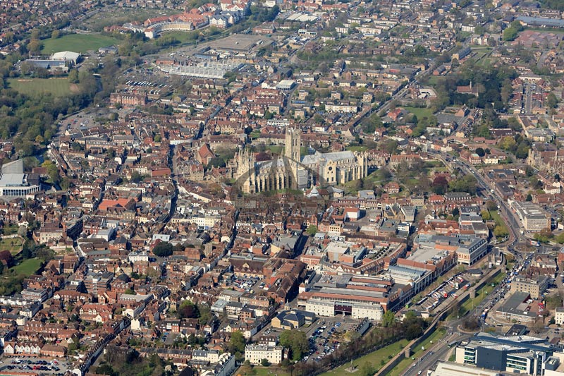 aerial photograph of Canterbury city centre