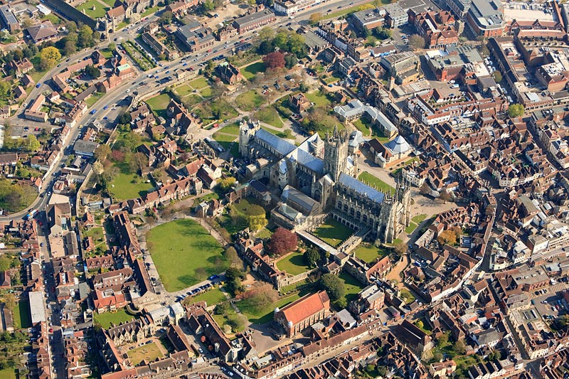 aerial photo Canterbury Cathedral and grounds