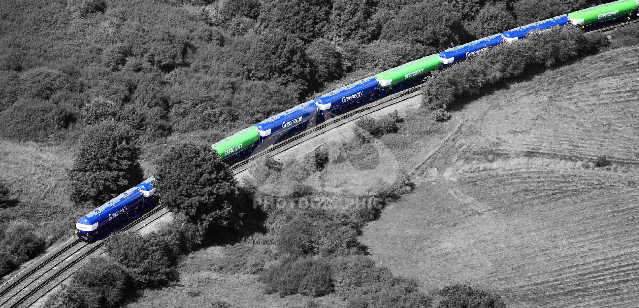 aerial photo of train