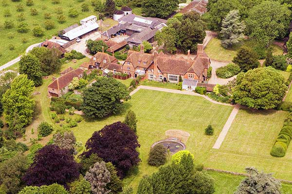 aerial photograph of manor house