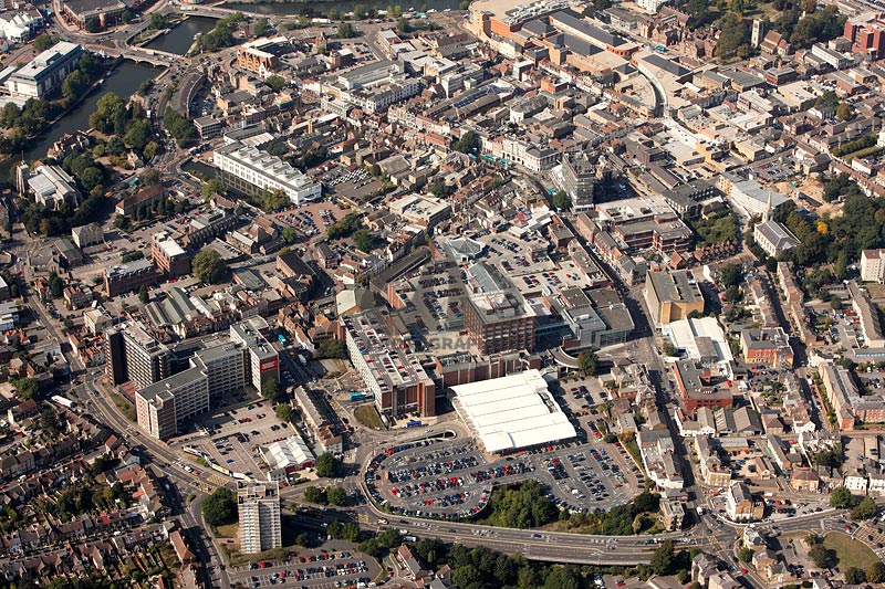 aerial photograph of Maidstone town centre.