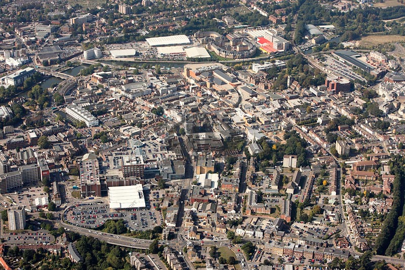 aerial photograph Maidstone town centre.
