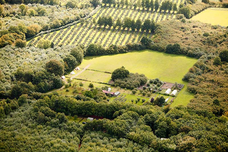 drone photo of Welsummer campsite, Lenham, Kent