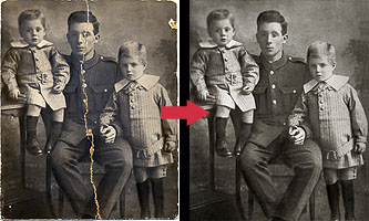 Torn photo - before and after - print restoration in Kent by Alan Duncan